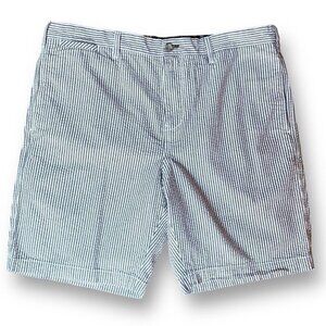 Black Brown 1826 Mens Shorts Sz 38 Blue White Stripe Seersucker Preppy Coastal